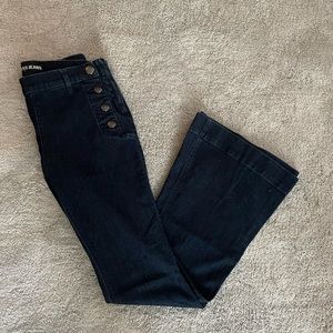 Express bell flare mid rise jeans, size 10